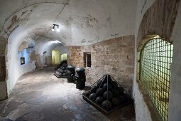 Cannon balls in Fort William Stone in Steinhude, Hanover, Germany