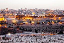 View of Dome of the Rock Cemetery in Temple Mount from Mount of Olives, Jerusalem, Israel