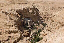 View of St. George's Monastery at Wadi Qelt in Judean Desert, Israel