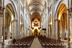 Interior of Notre-Dame Cathedral in Canton of Vaud, Lausanne, Switzerland