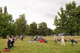 People having barbecue party at Friedrichshain Public Park in Berlin, Germany