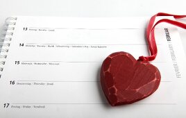 Kalender, Valentinstag, Rotes Herz, 14. Februar, Kalendereintrag
