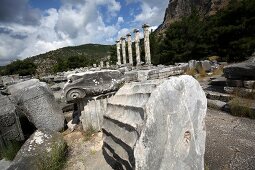 Ruins of Temple of Athena at Priene in Aegean, Turkey