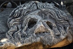 Close-up of ruins of Myra stone in Aegean, Turkey