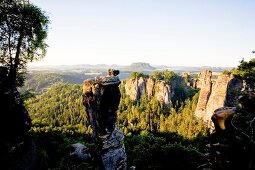 View of rock bridge at Saxony National Park, Germany