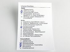 Urlaubs-Checkliste, Urlaub, Reisen, Erledigungen, Gepäck