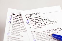 Urlaubs-Checkliste, Urlaub, Reisen, Erledigungen, Gepäck