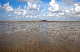 View of clouds and sky over Fano beach, Denmark