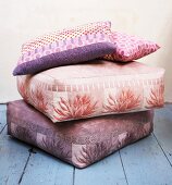 Stack of colourful cushions from the workshop of Orike Muth and Sandra Lindloge