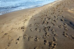 Foot print on beach of Sarigerme Park Iberthotel in Turkey