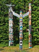 Totem poles in Stanley Park, Vancouver, British Columbia, Canada