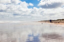 Couple walking on beach of Brackley-Dalvay, Prince Edward island National park, Canada