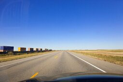 Landscape view of Highway 13 West, Saskatchewan, Canada
