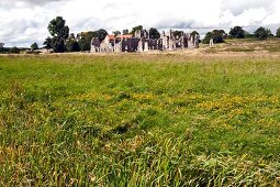 View of landscape overlooking Castle Acre, Norfolk, England