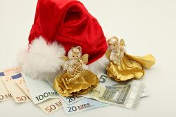 Weihnachtsgeld, Geld, Engel, gold, Weihnachtsmütze