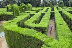 Barcelona, Parc del Laberint, Labyrinth, grüne Hecke