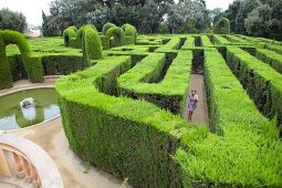 Barcelona, Parc del Laberint, Labyrinth, grüne Hecke