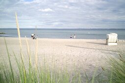 View of Gromitz beach and Baltic Sea in Schleswig Holstein, Germany