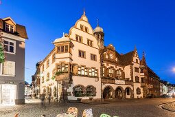 Facade of the New City Hall at City Hall Square, Freiburg, Germany, blurred motion