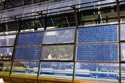 Low angle view of solar factory in Freiburg, Germany