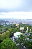 View of amusement park on Tibidabo Mountain in Barcelona, Spain