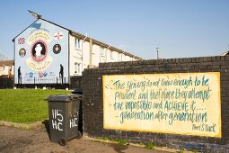Mural of defense members in Belfast, Northern Ireland, UK