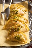 Quataif (stuffed pancakes, Arabia) with pistachios