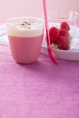 Raspberry and soya milk smoothies