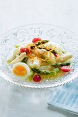 Asparagus salad with cherry tomatoes and egg