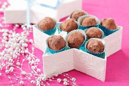 Chocolate truffles in a star shaped box