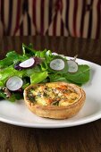 Individual Salmon, Mushroom and Dill Quiche with Side Salad