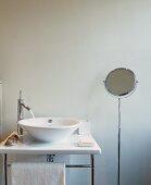 Designer washstand with running water and shaving mirror