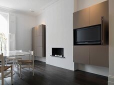 TV cabinet and marble table with chairs