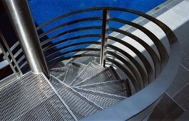 Top view of stainless steel spiral staircase