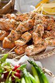 Salmon skewers with fennel seed
