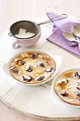 Baked cherry and almond pudding