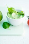 A bowl of basil and lime spread