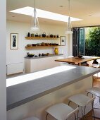 Kitchen counter with bar stools