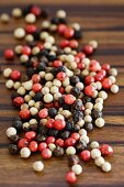 Red, white and black peppercorns