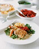 Braised chicken with spring vegetables and side dishes