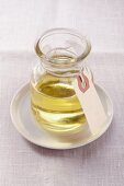 Sesame oil in a glass container