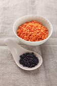 Red and black lentils