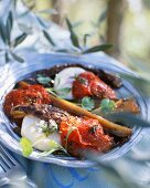 Grilled vegetable salad with mozzarella