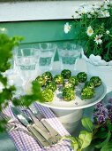 Crab balls wrapped in herbs