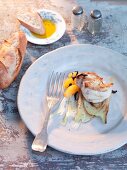Monkfish with fennel and oranges, baguette