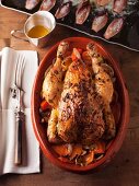 Roast chicken with carrots