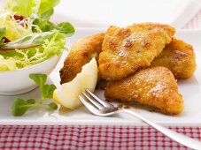 Breadcrumbed chicken with mixed salad