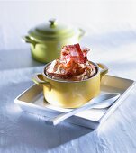 Bacon and potato soufflé in cocotte dishes