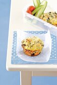Spinach muffins with cheese for school lunch