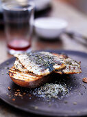 Grilled sardines with rosemary salt